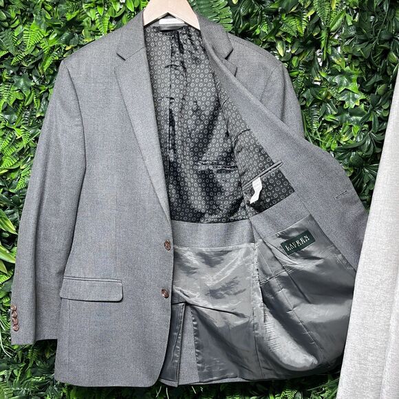Ralph Lauren Suit Separate Mens 42R Gray Blazer Jacket Sport Coat Vented - Picture 6 of 9